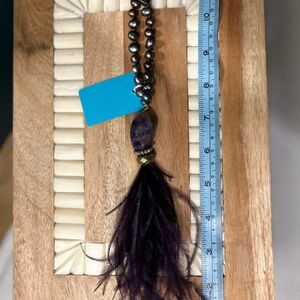 Handmade:  Elegant Purple Feather handbag pendant
